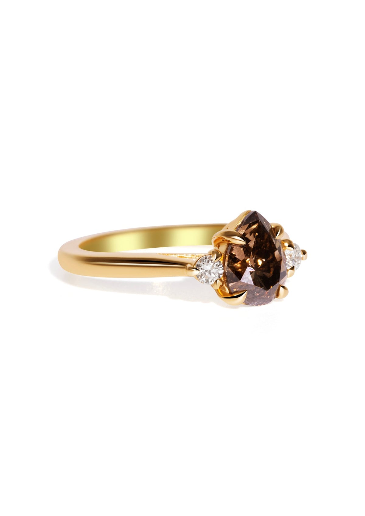The Ada Ring with 1.84ct Pear Cognac Diamond - Molten Store