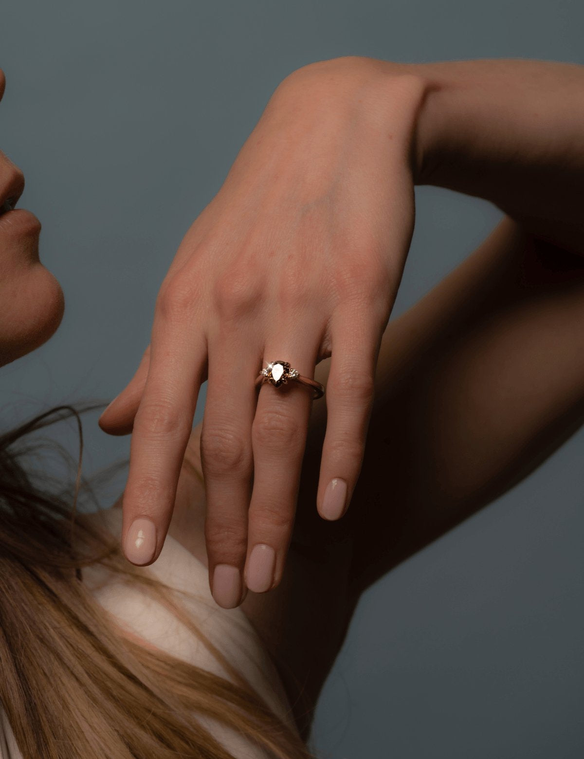 The Ada Ring with 1.84ct Pear Cognac Diamond - Molten Store