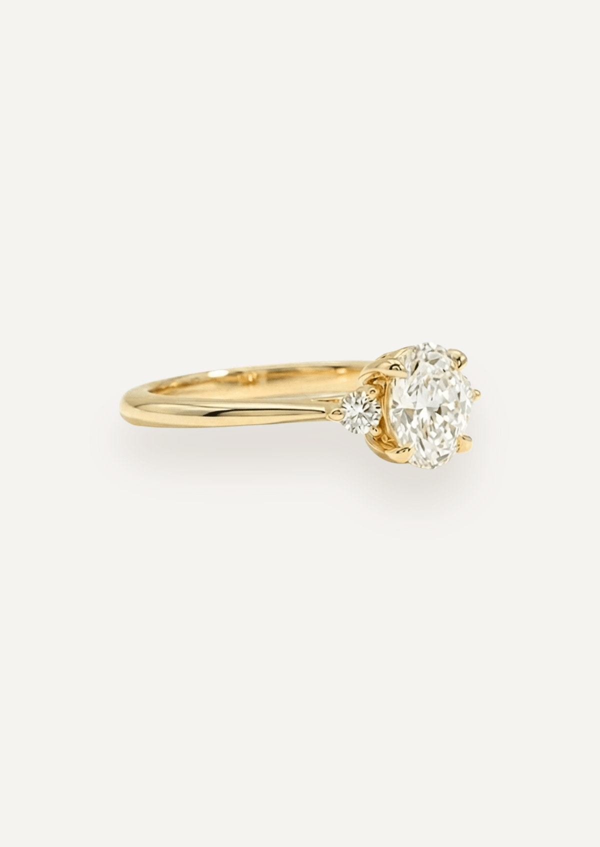 The Ada Ring with Oval Cut Diamond design detail