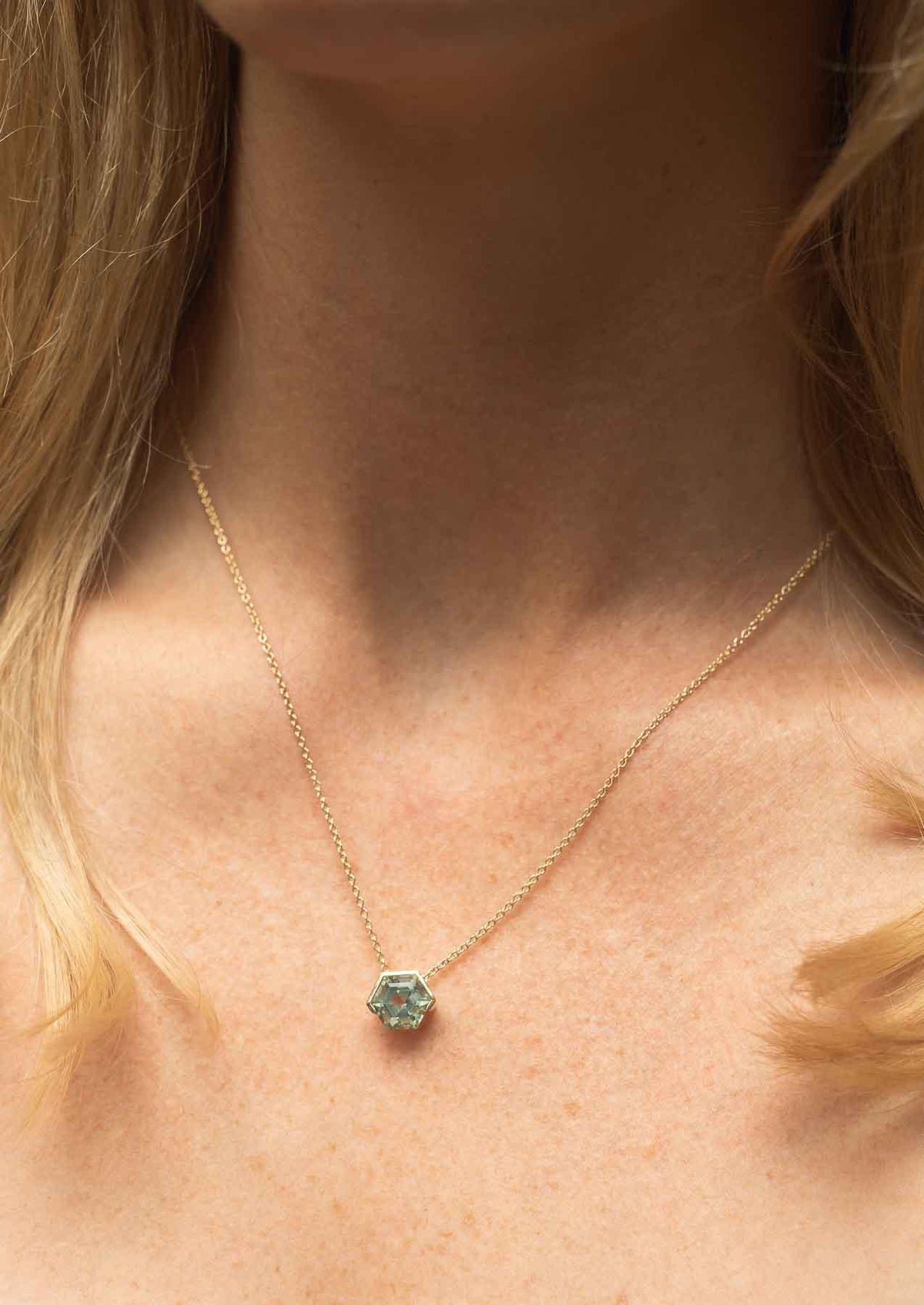 The Annie Necklace with Fancy Cut Green Tourmaline design detail
