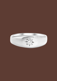 The Astra White Gold Signet Ring - Molten Store