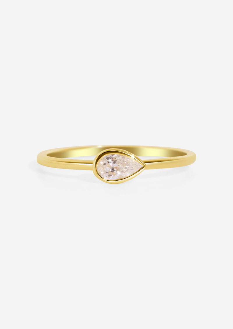The Baby June 9ct Gold Ring with 0.25ct East/West Pear Cut Diamond