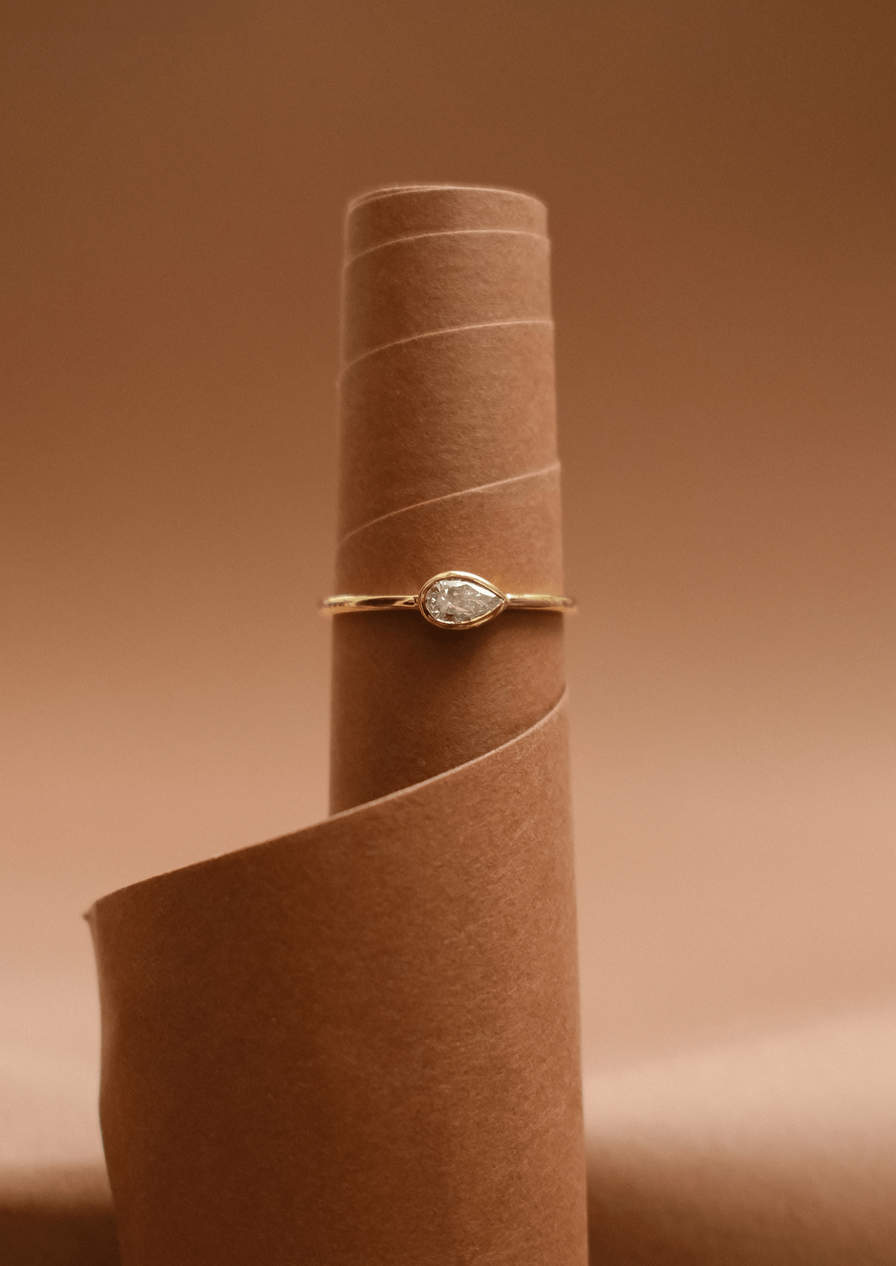The Baby June 9ct Gold Ring with .25ct East/West Pear Cut Cultured Diamond - Molten Store