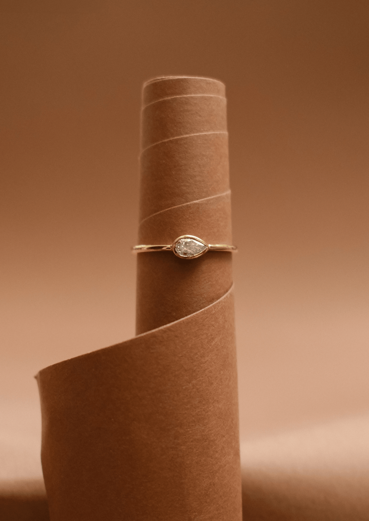 The Baby June 9ct Gold Ring with .25ct East/West Pear Cut Diamond - Molten Store