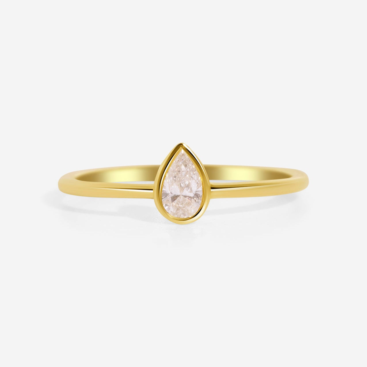 The Baby June 9ct Gold Ring with .25ct Pear Cut Cultured Diamond - Molten Store