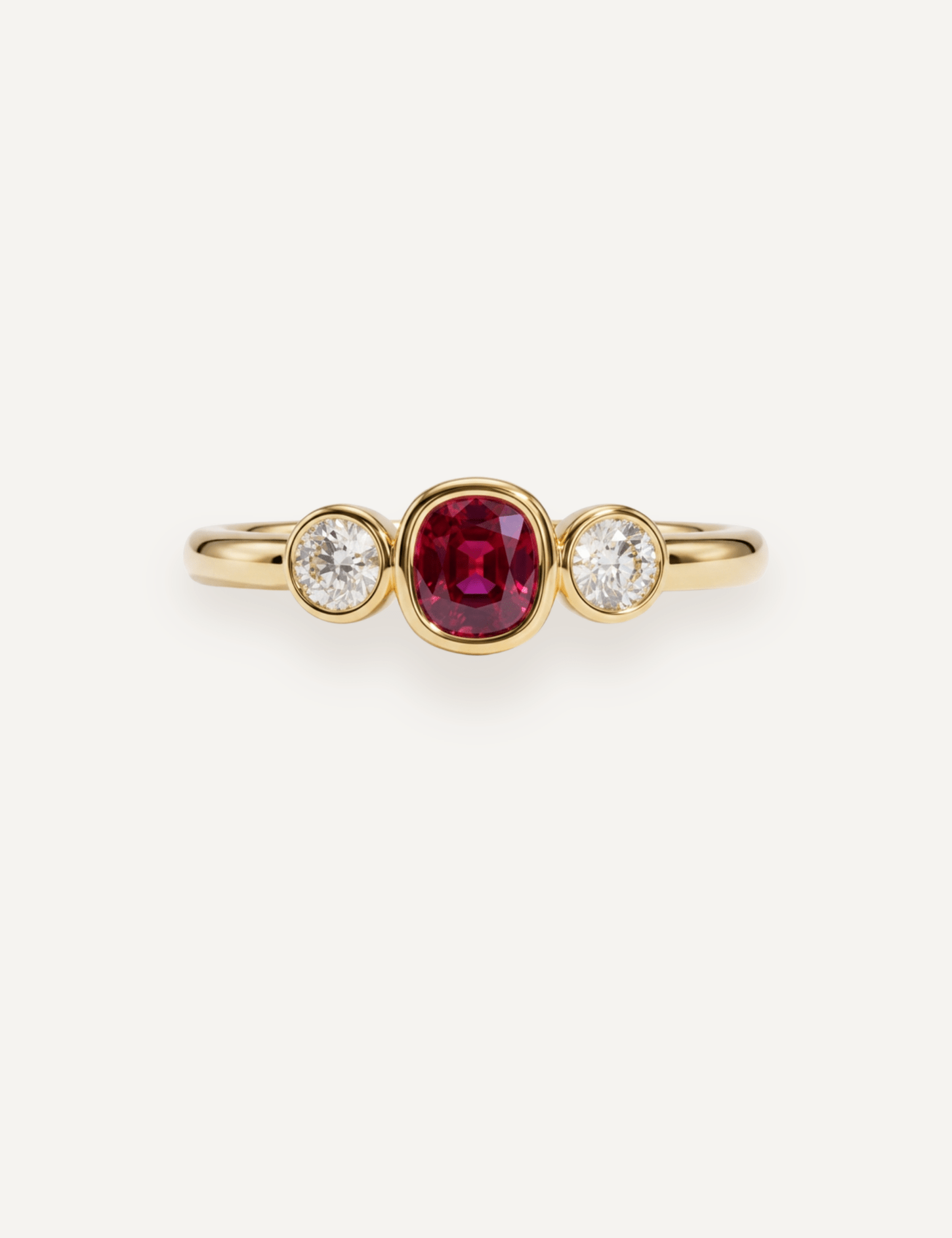 The Beatrice Ring with 0.34ct Oval Cut Ruby & 0.60ct Cultured Diamonds - Molten Store