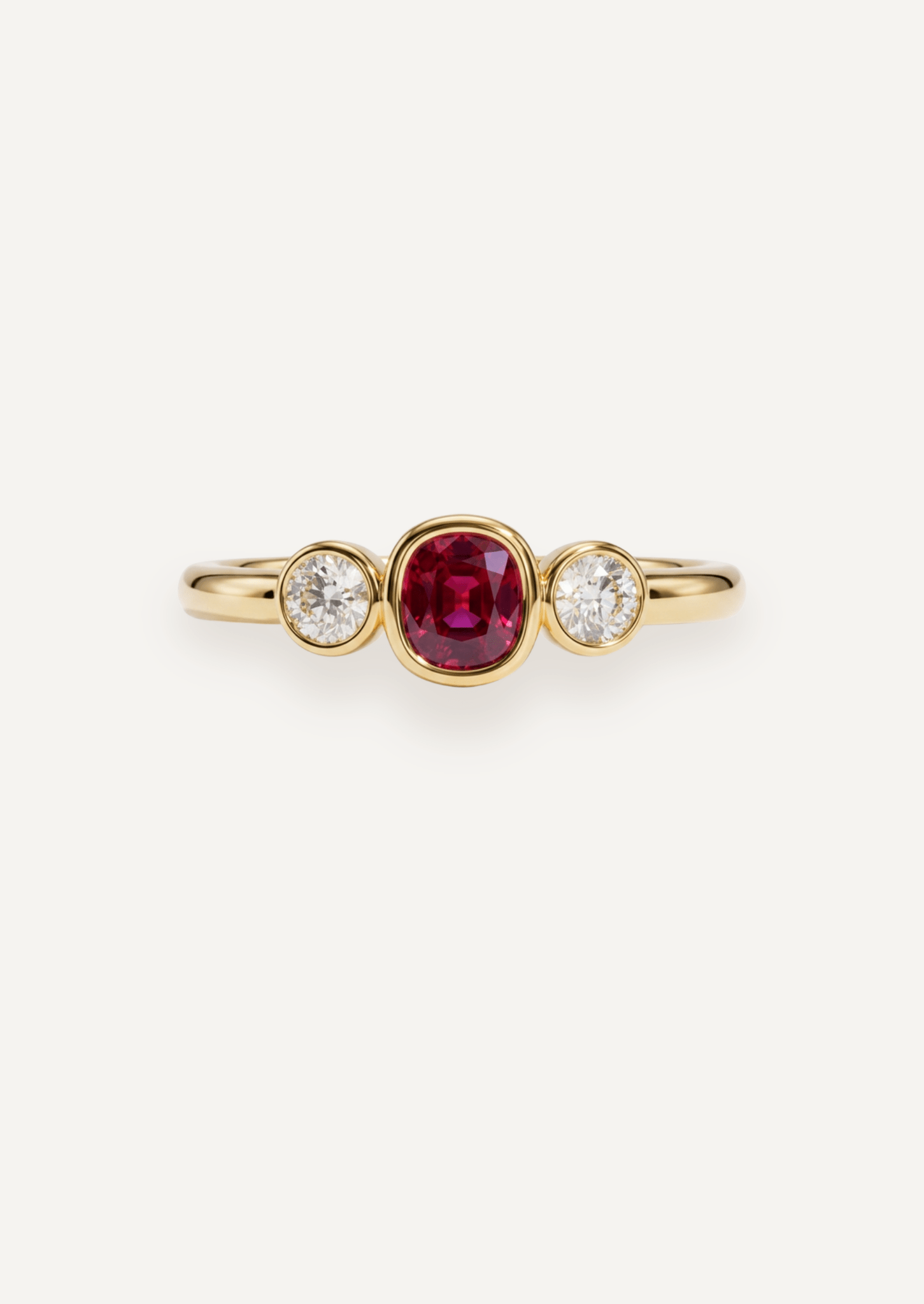 The Beatrice Ring with 0.34ct Oval Cut Ruby & 0.60ct Cultured Diamonds - Molten Store