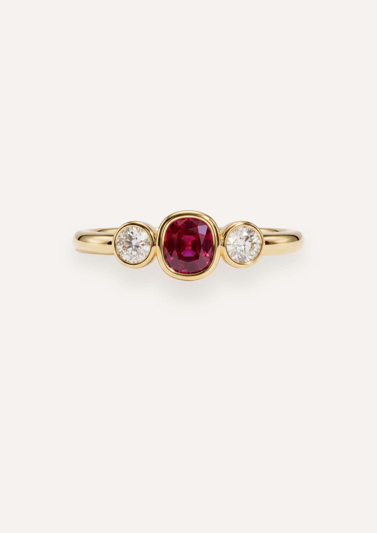 The Beatrice Ring with 0.34ct Oval Cut Ruby & 0.60ct Cultured Diamonds - Molten Store
