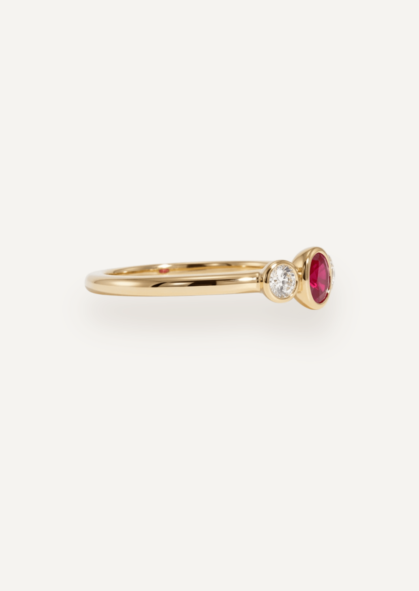 The Beatrice Ring with 0.34ct Oval Cut Ruby & 0.60ct Cultured Diamonds - Molten Store