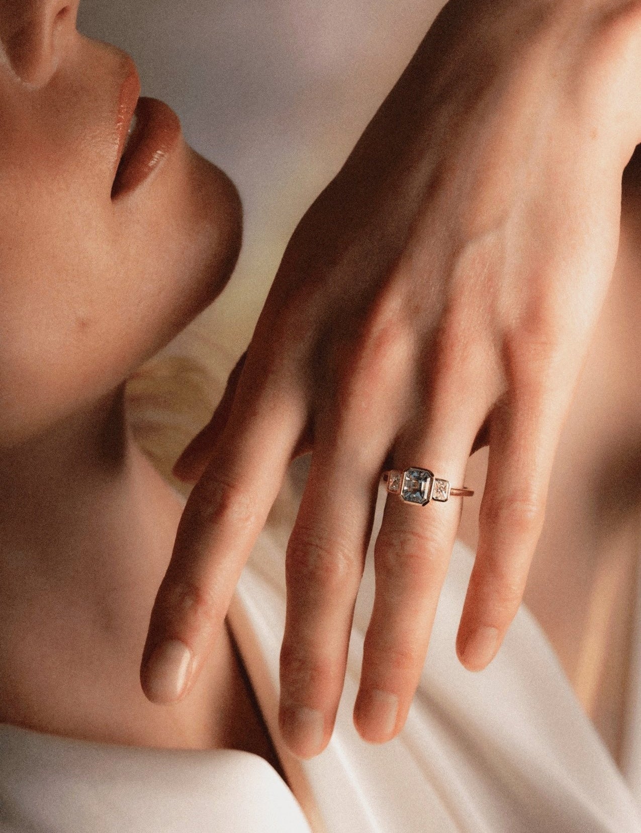 The Beatrice Ring with Emerald Cut Aquamarine - Molten Store