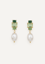 The Carlotta Pearl Drop Earrings in Fern - Molten Store
