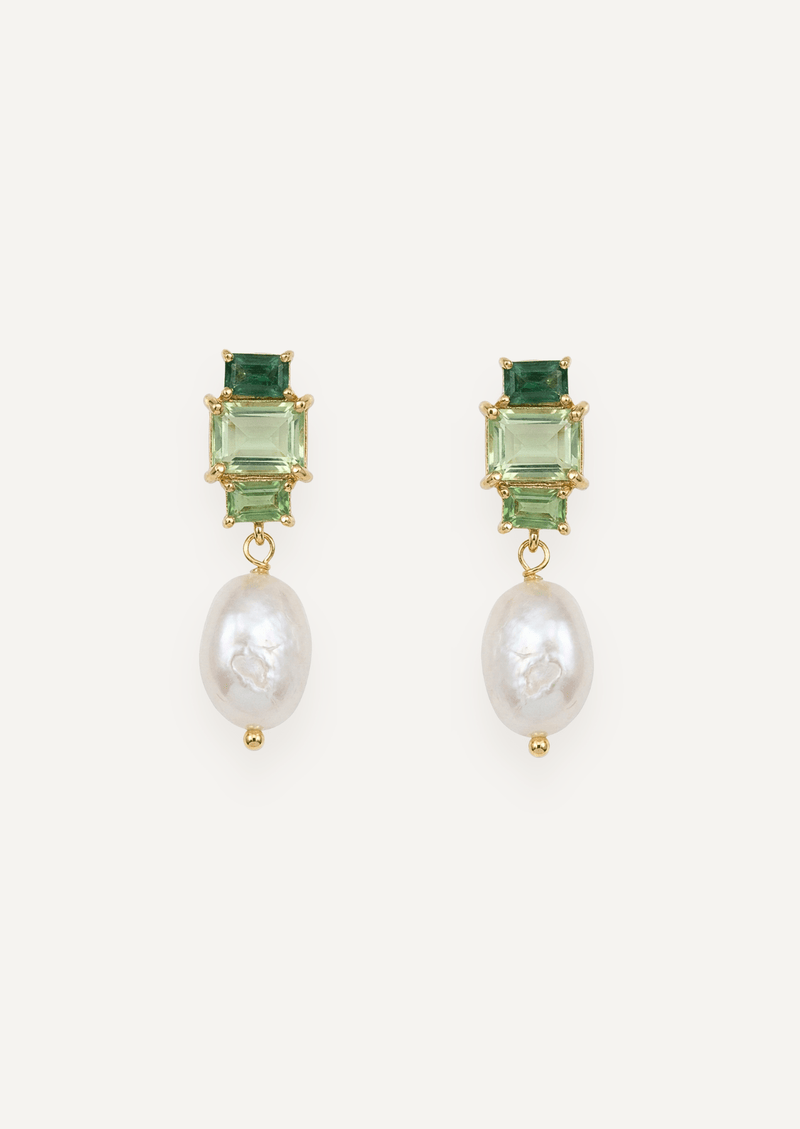 The Carlotta Pearl Drop Earrings in Fern - Molten Store
