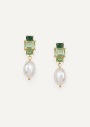 The Carlotta Pearl Drop Earrings in Fern - Molten Store