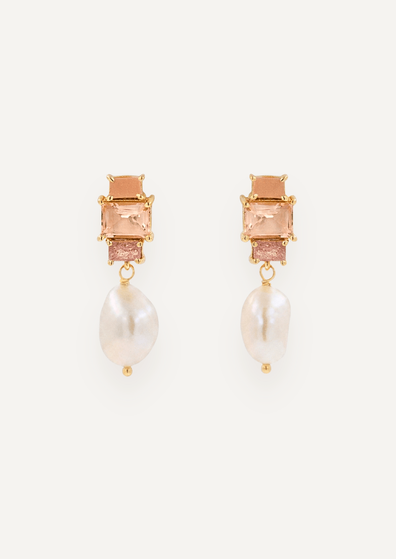 The Carlotta Pearl Drop Earrings in Rose - Molten Store
