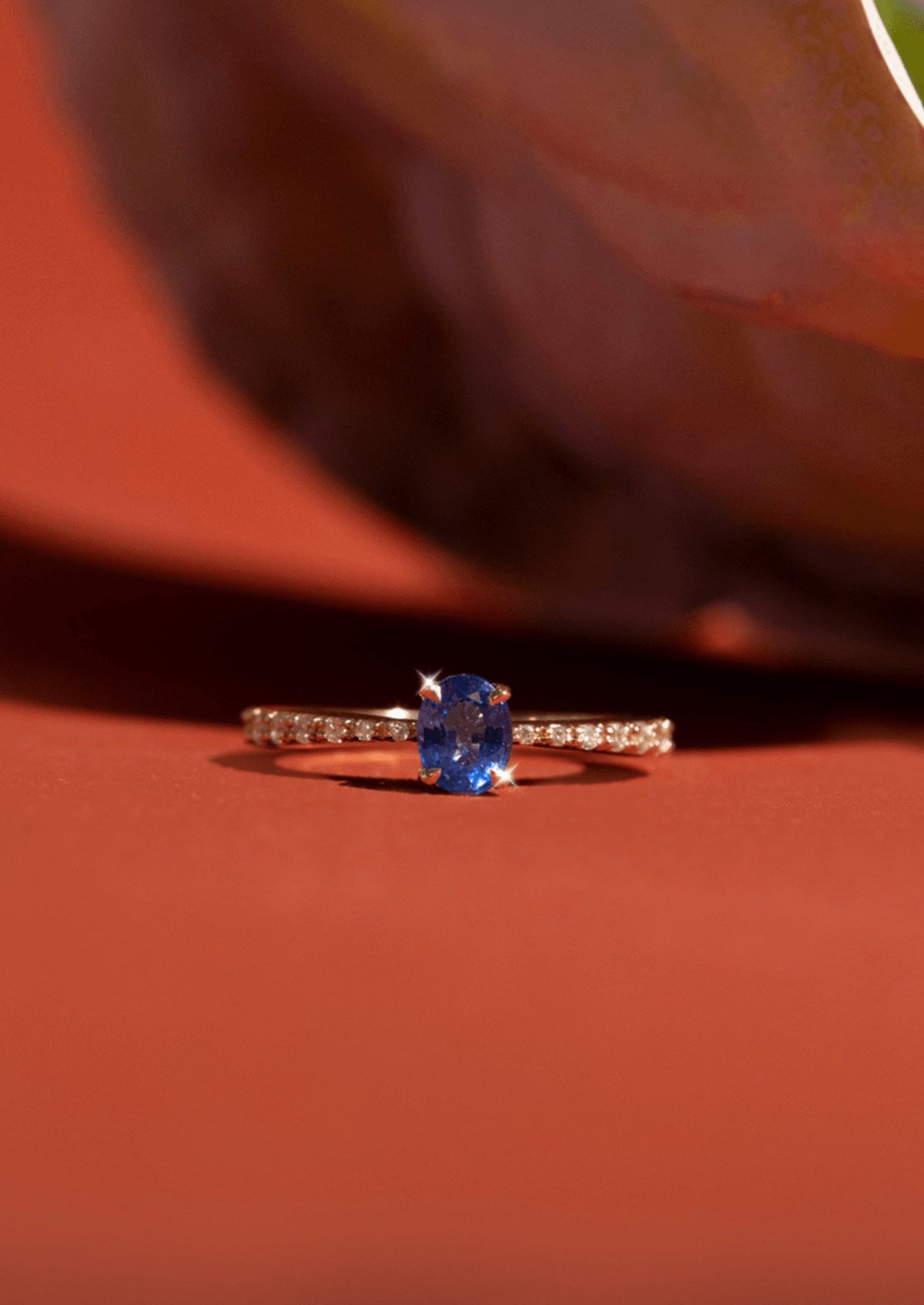 The Celine Ring with Oval Ceylon Sapphire design detail