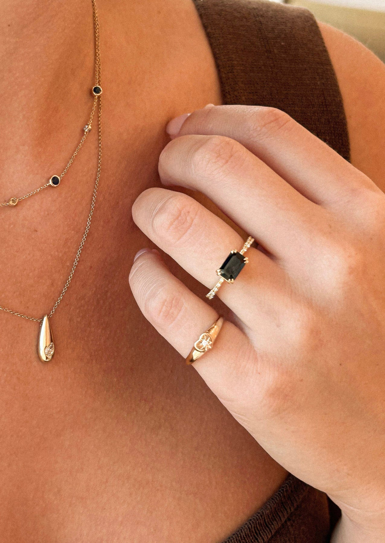 The Celine Ring with 2.16ct Emerald Cut Parti Sapphire (2.36ct TCW) - Molten Store