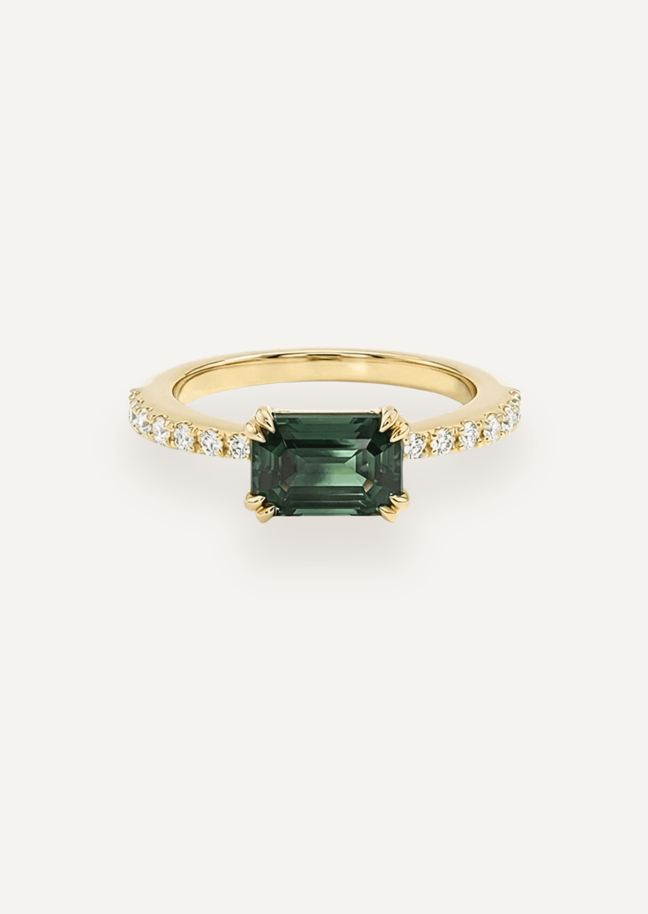 The Celine Ring with 2.16ct Emerald Cut Parti Sapphire (2.36ct TCW) - Molten Store