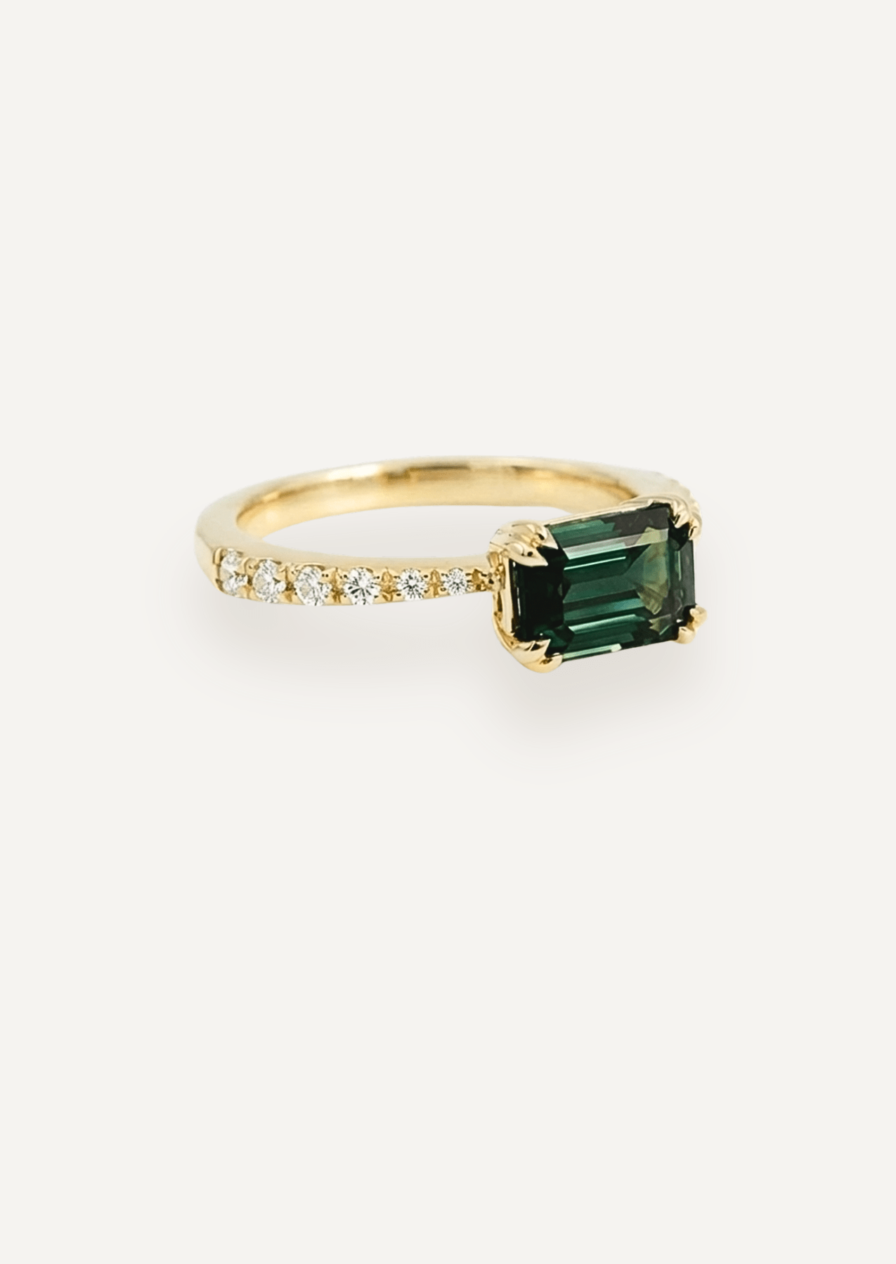 The Celine Ring with 2.16ct Emerald Cut Parti Sapphire (2.36ct TCW) - Molten Store
