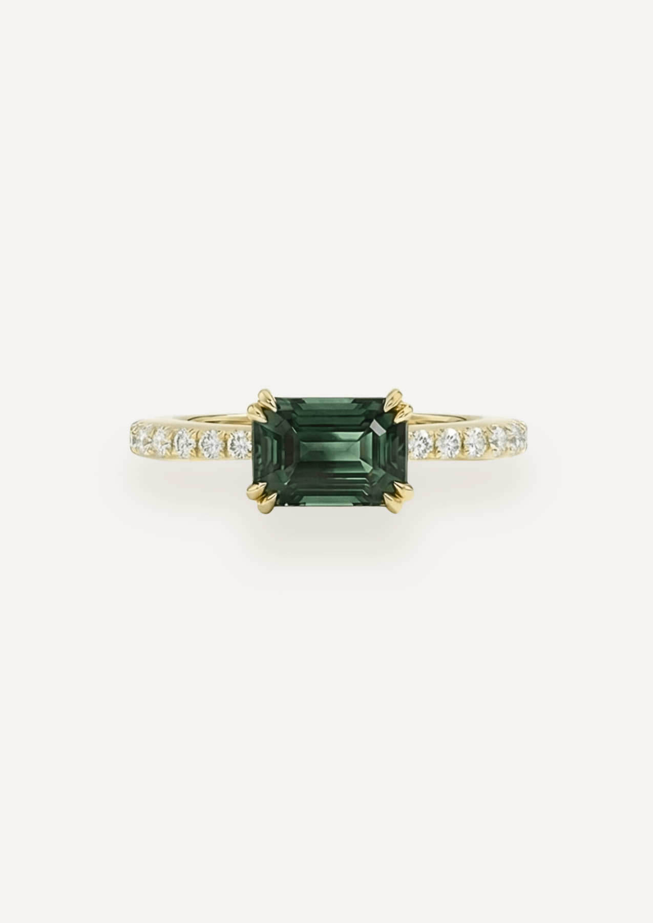 The Celine Ring with 2.16ct Emerald Cut Parti Sapphire (2.36ct TCW) - Molten Store