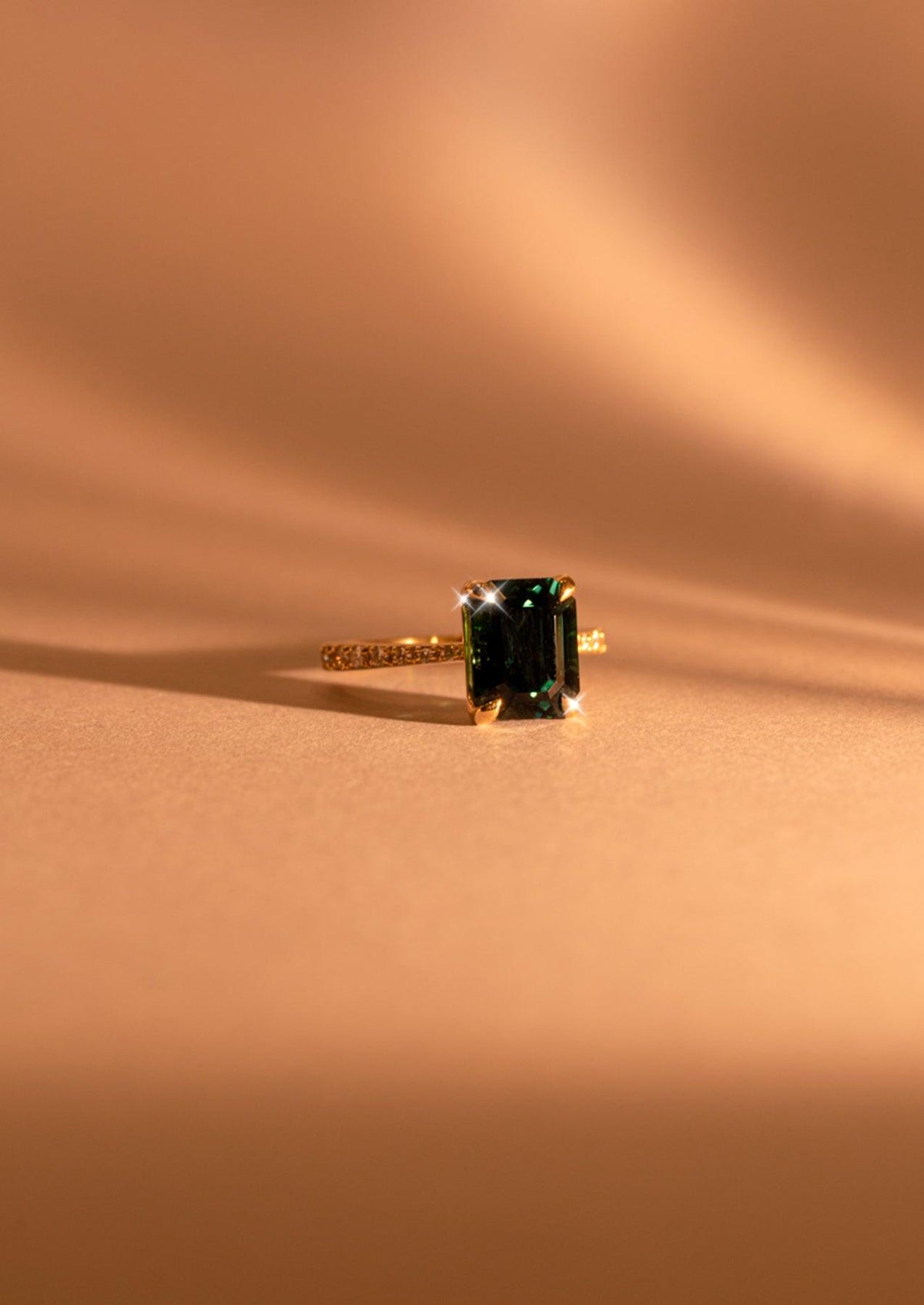 The Celine Ring with Emerald Tourmaline design detail