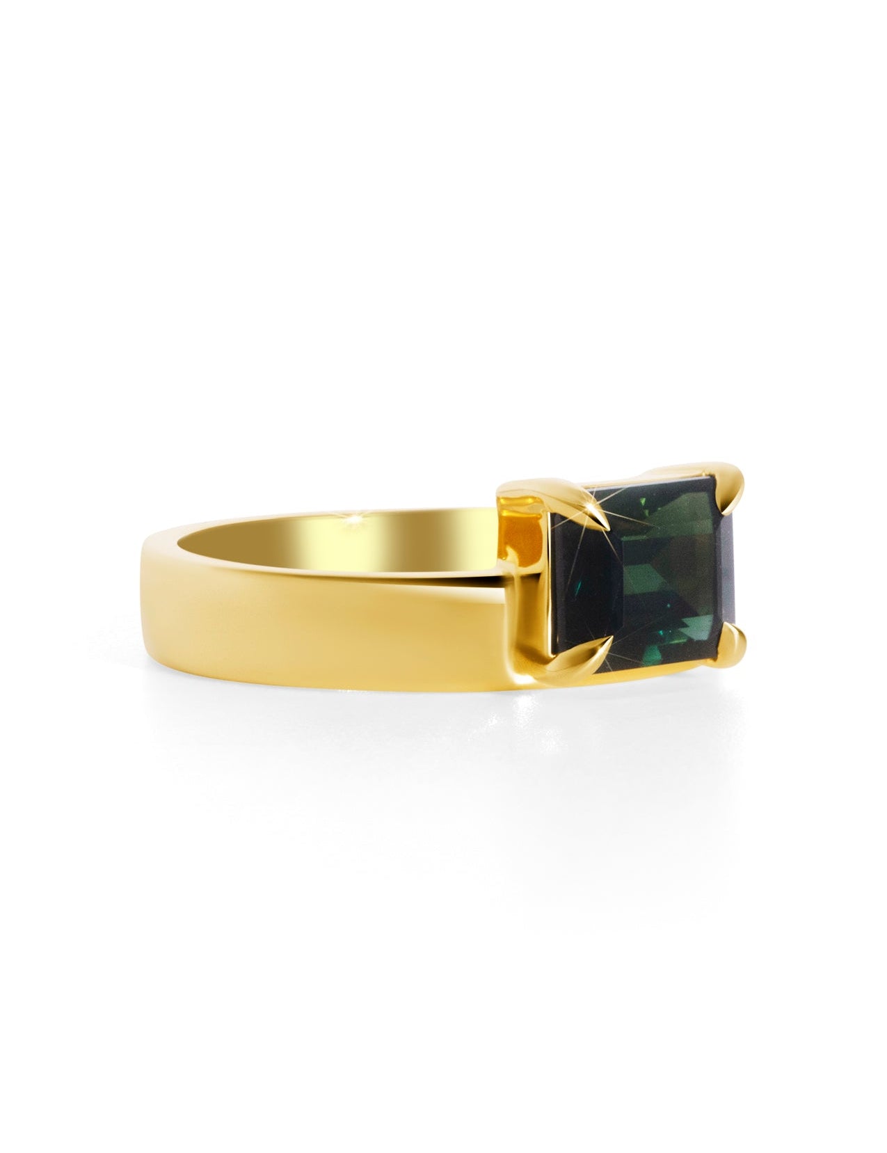 The Cleo 18ct Yellow Gold Ring with 1.81ct Emerald Cut Parti Sapphire - Molten Store