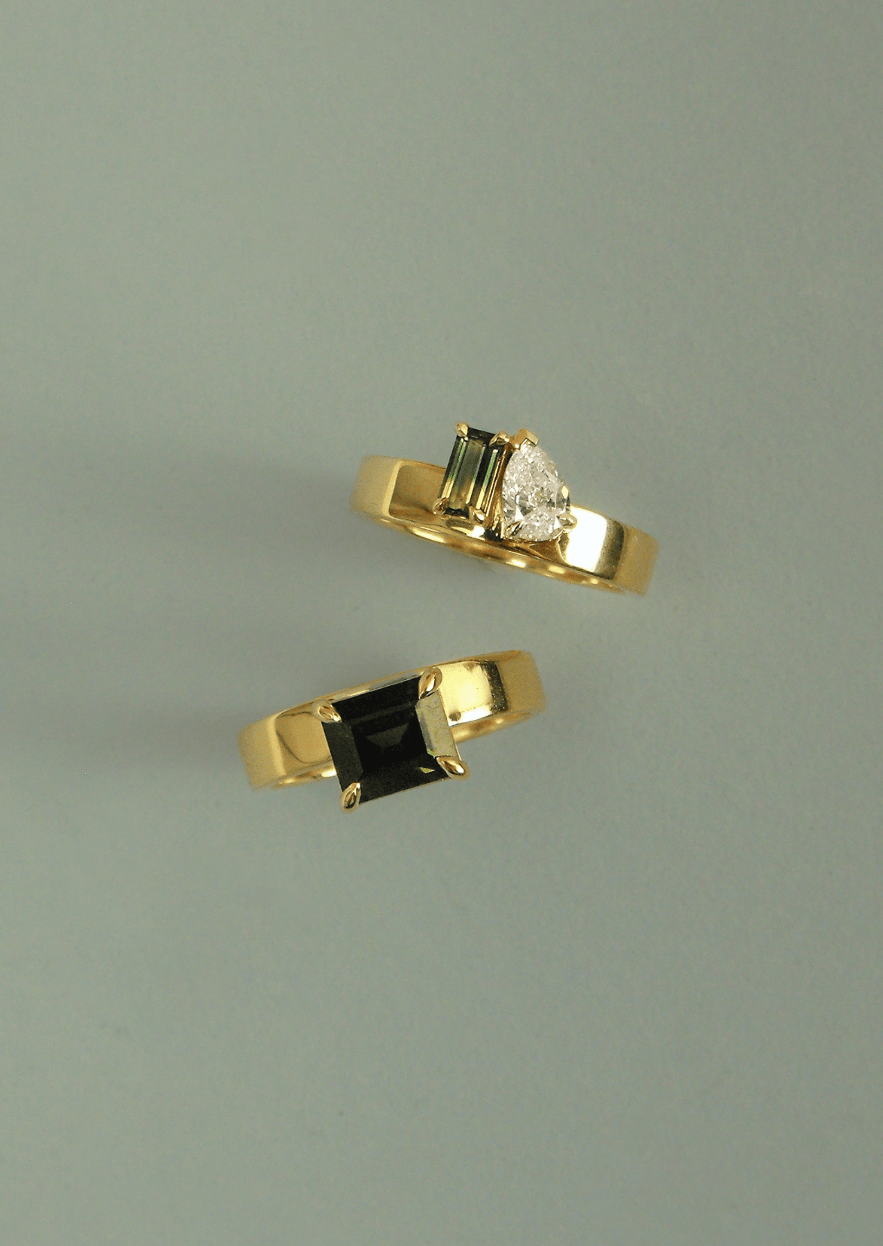 The Cleo 18ct Yellow Gold Ring with 1.81ct Emerald Cut Parti Sapphire - Molten Store