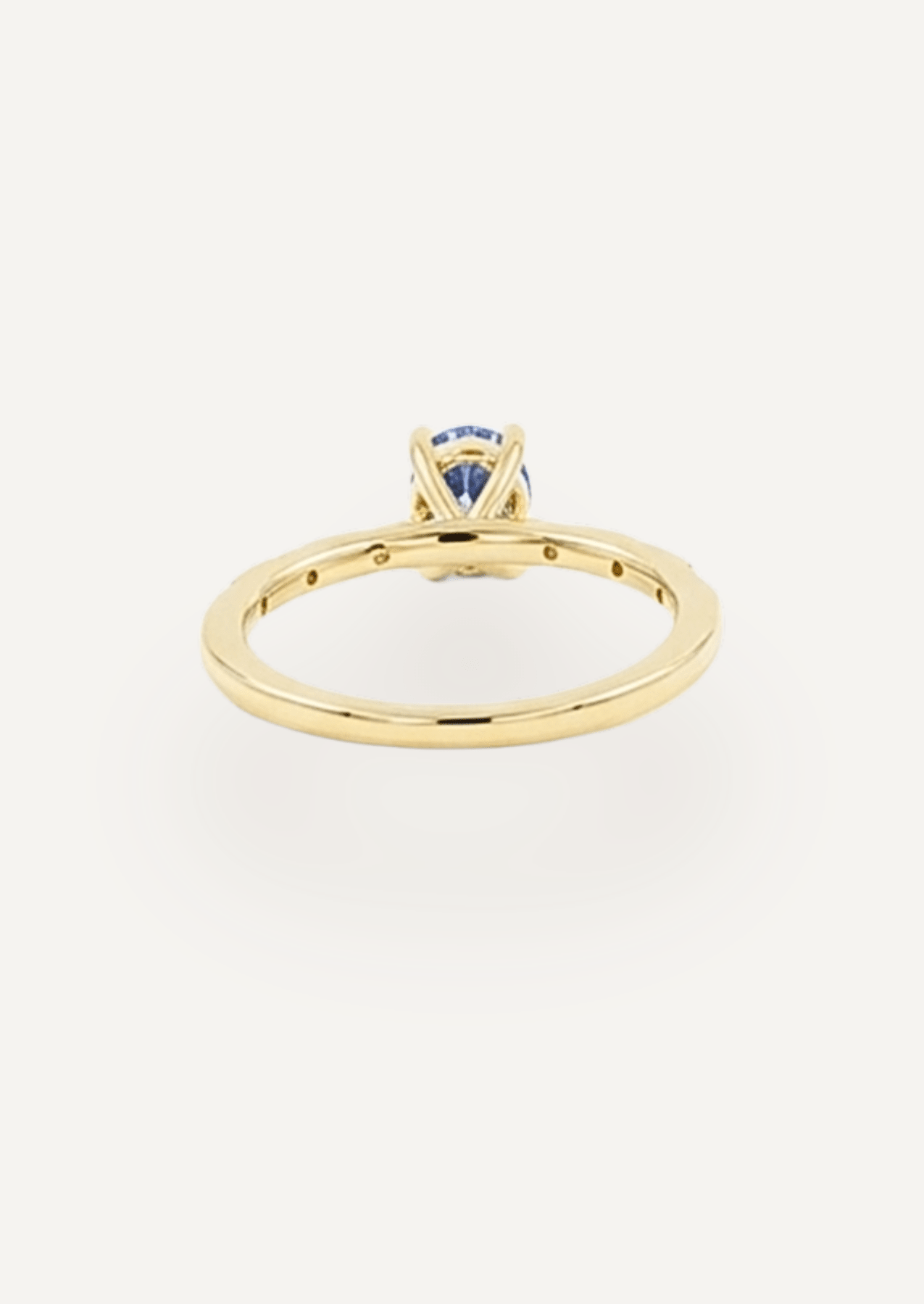 The Constance 18ct Yellow Gold Ring with 0.87ct Oval Cut Ceylon Sapphire & Hammer - Set Diamonds - Molten Store