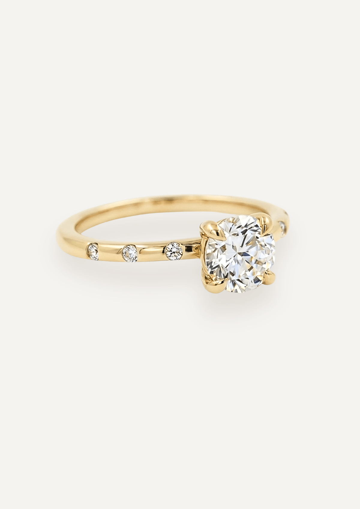 The Constance Ring with Round Cut Diamond design detail