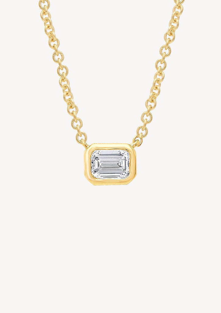 The Contour 9ct Gold Emerald Cut Diamond Necklace - Molten Store