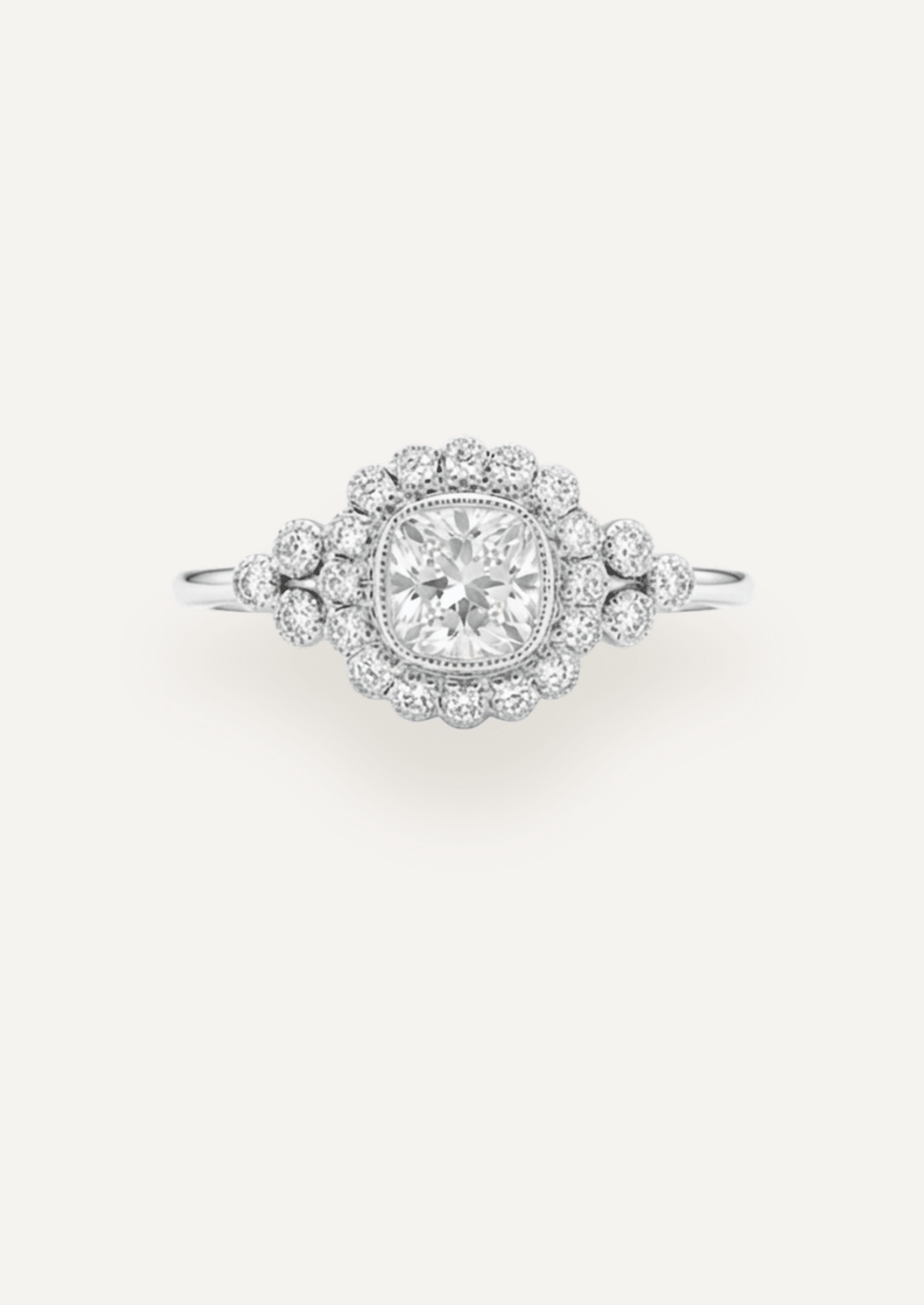 The Cosima Halo Ring in White gold