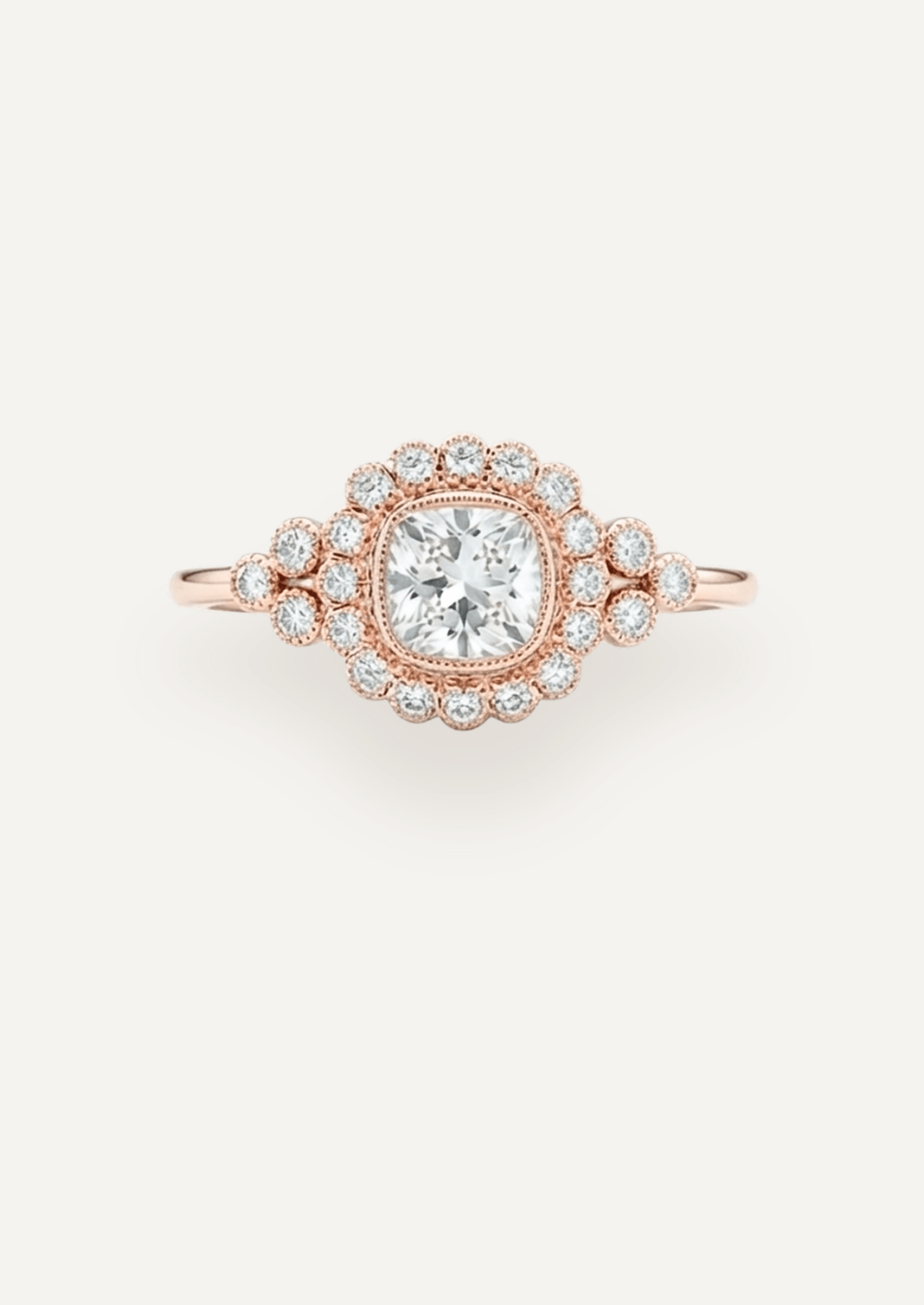 The Cosima Halo Ring in Rose gold