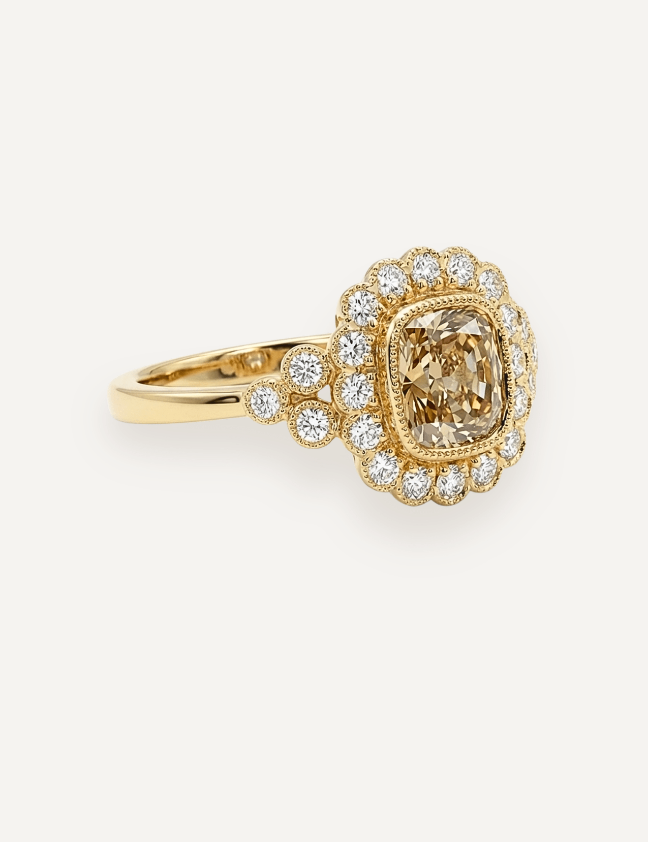 The Cosima Ring with 2.17ct Cushion Cut Cognac Diamond (2.67ct TCW) - Molten Store