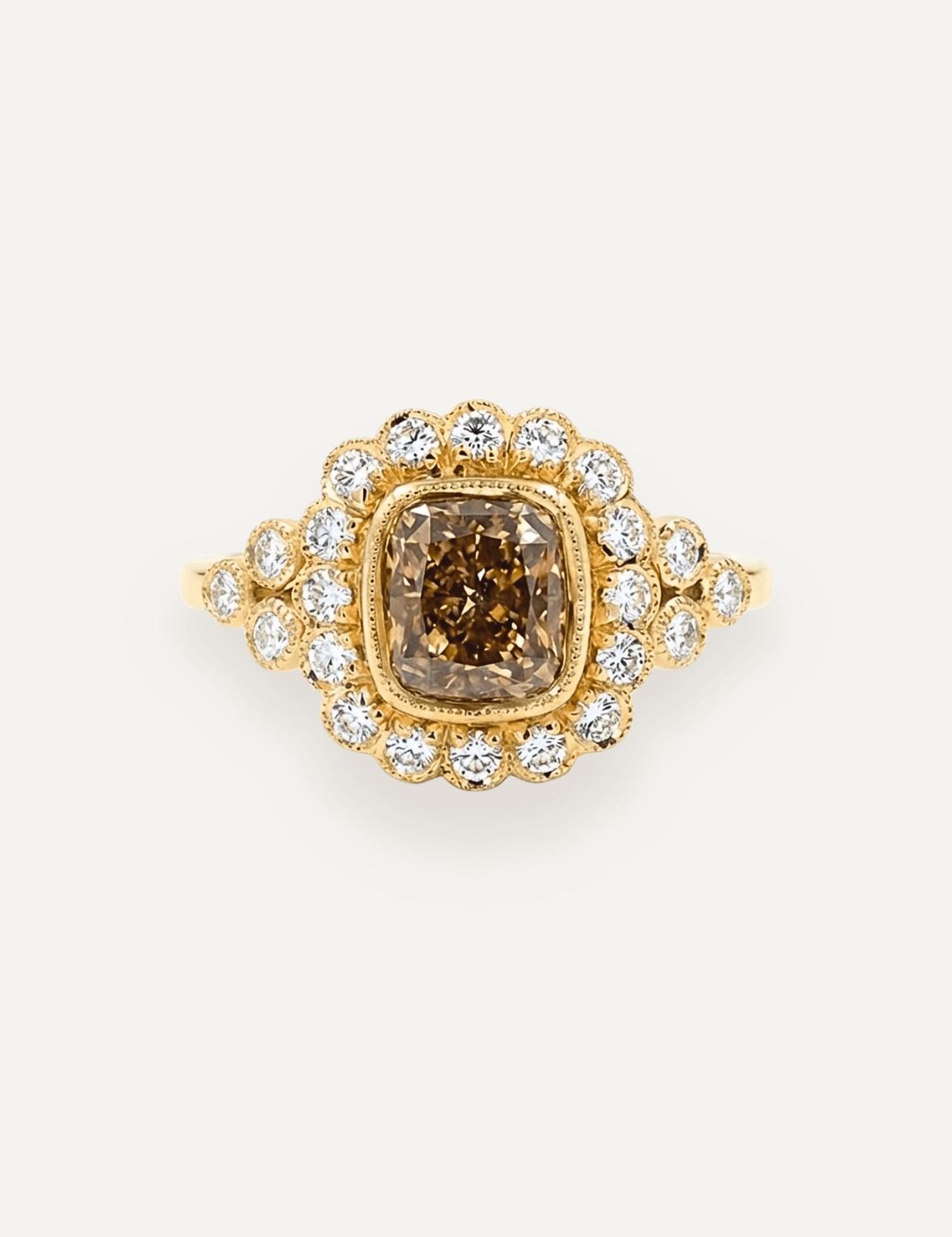 The Cosima Ring with 2.17ct Cushion Cut Cognac Diamond (2.67ct TCW) - Molten Store