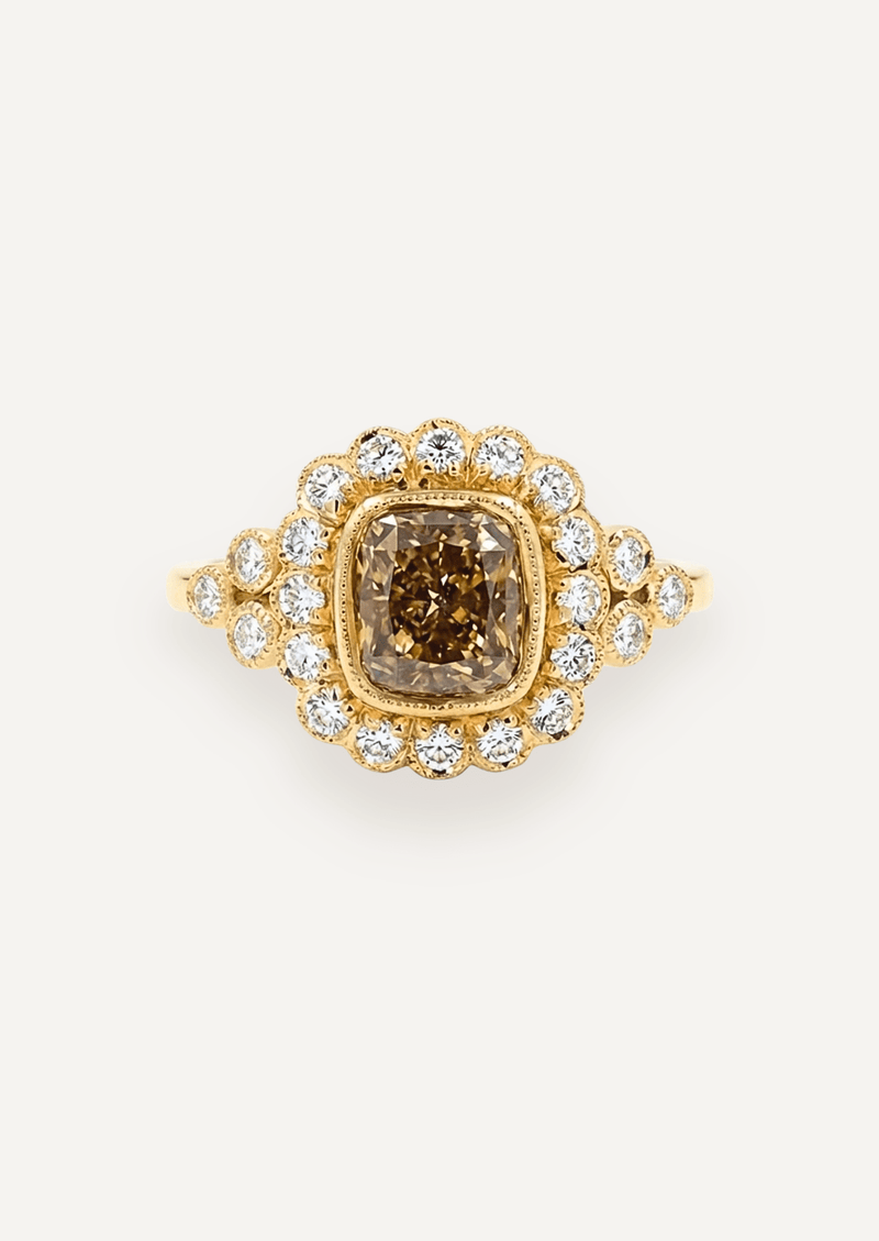 The Cosima Ring with 2.17ct Cushion Cut Cognac Diamond (2.67ct TCW)