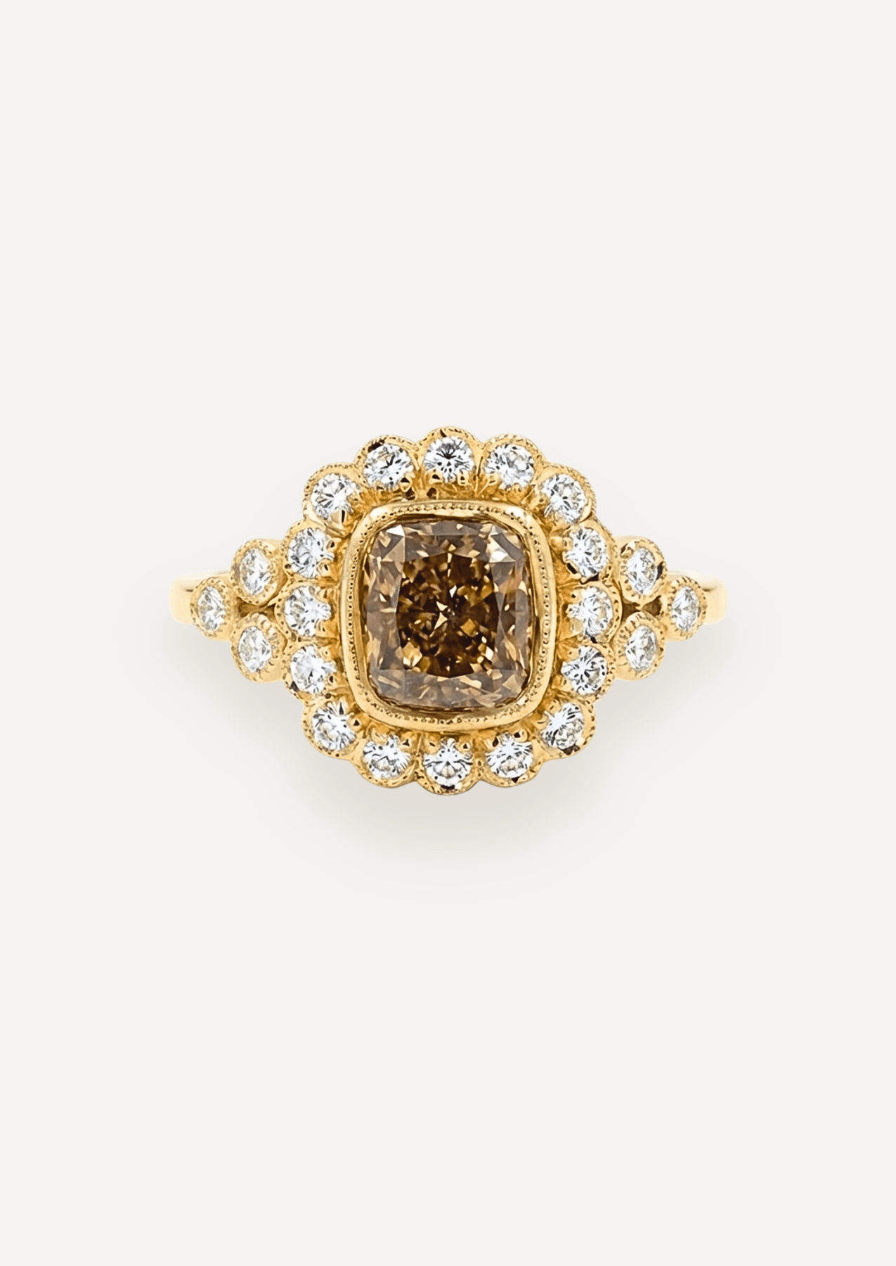 The Cosima Ring with 2.17ct Cushion Cut Cognac Diamond (2.67ct TCW) - Molten Store