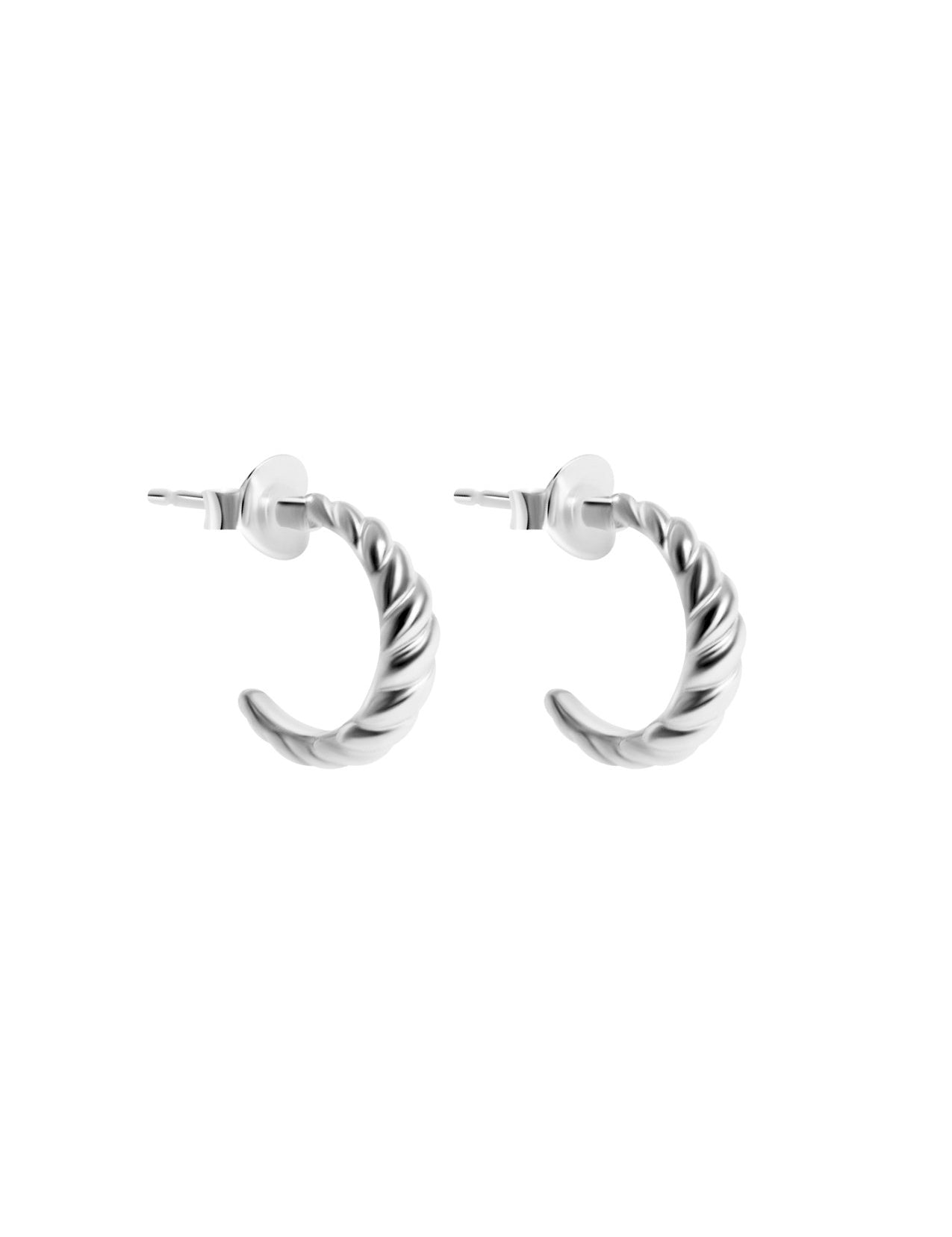 The Croissant Silver Half Hoop Earrings - Molten Store