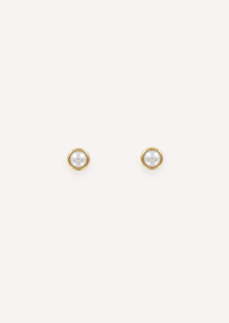 The Delphine Bezel Stud Earrings in Pearl - Molten Store