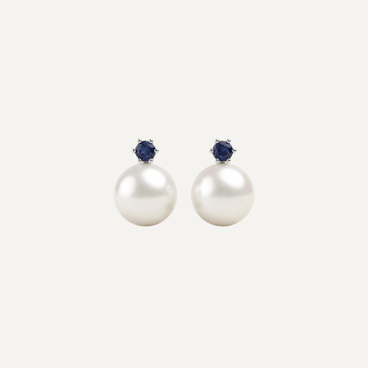 The Diana Sapphire and Pearl Silver Stud Earrings - Molten Store