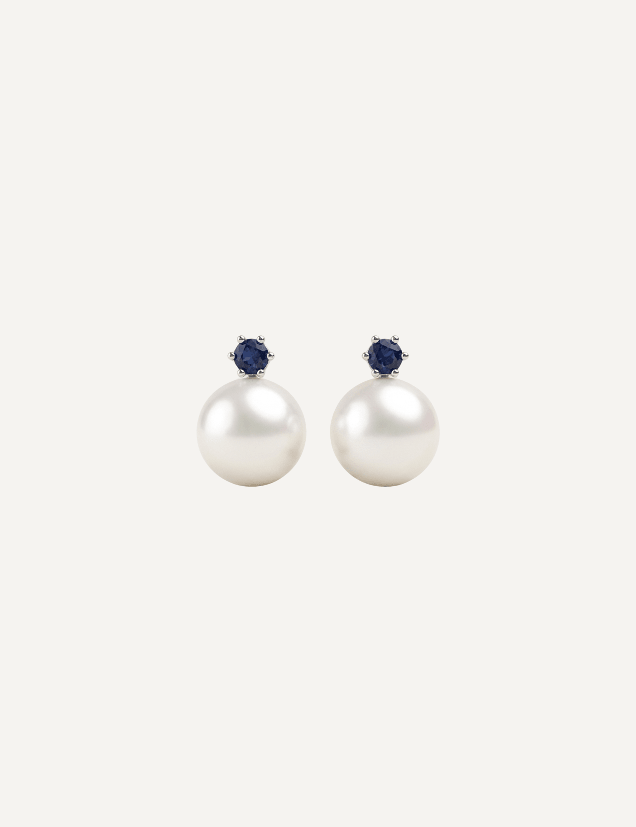 The Diana Sapphire and Pearl Silver Stud Earrings - Molten Store