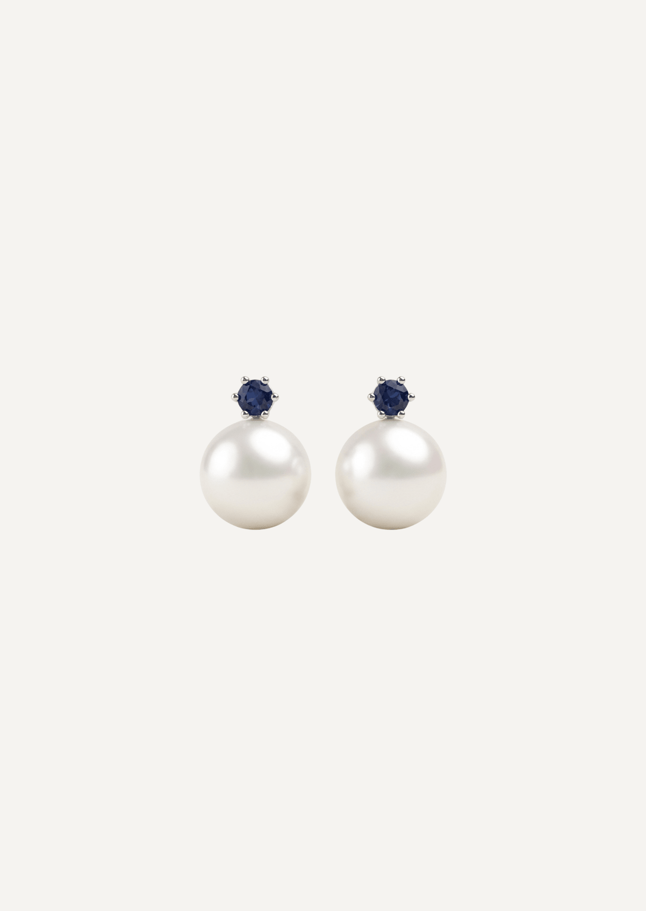 The Diana Sapphire and Pearl Silver Stud Earrings - Molten Store
