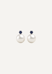 The Diana Sapphire and Pearl Silver Stud Earrings - Molten Store
