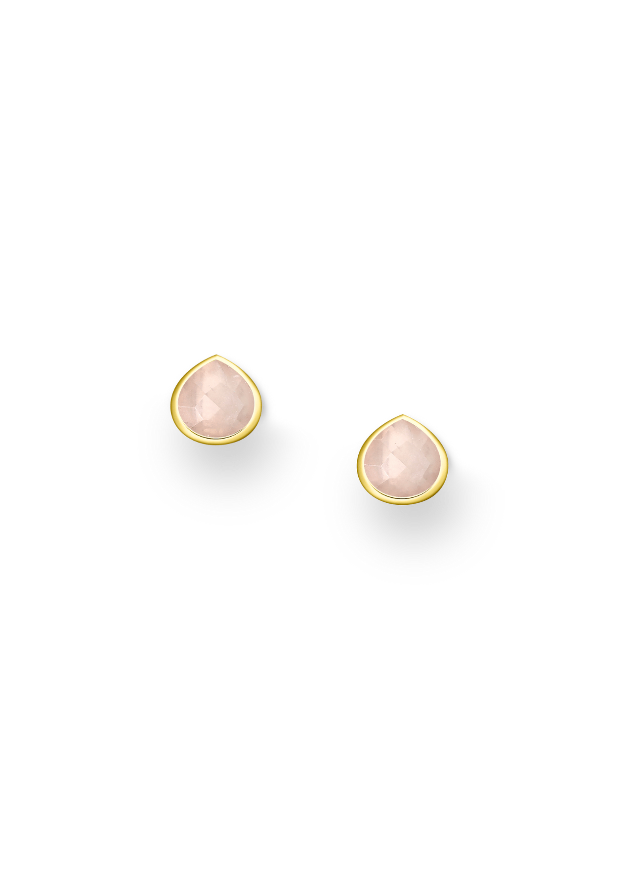The Divina Rose Quartz 18ct Gold Vermeil Stud Earrings - Molten Store