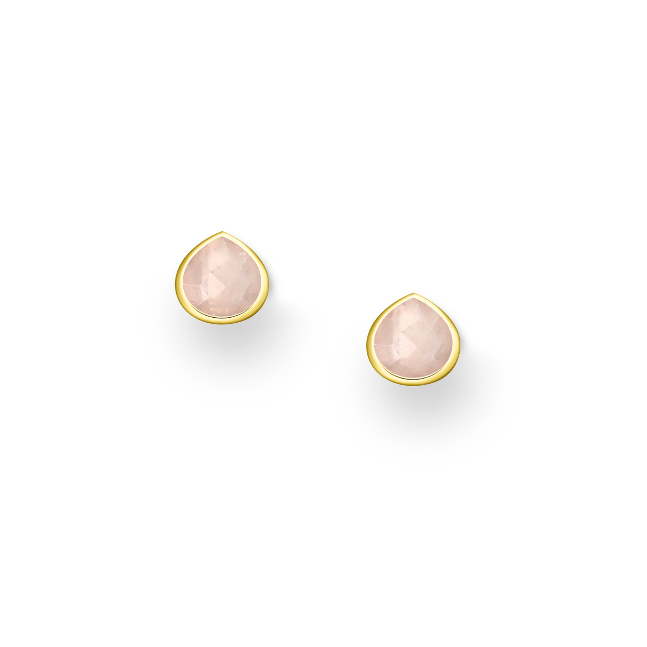 The Divina Rose Quartz 18ct Gold Vermeil Stud Earrings - Molten Store