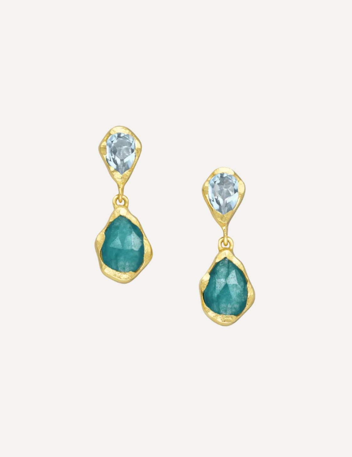 The Dolce Topaz & Green Quartz 18ct Gold Vermeil Drop Earrings - Molten Store
