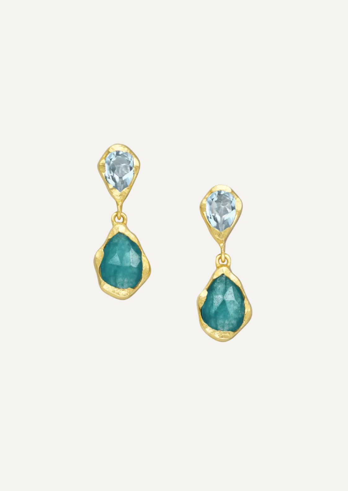 The Dolce Topaz & Green Quartz 18ct Gold Vermeil Drop Earrings - Molten Store