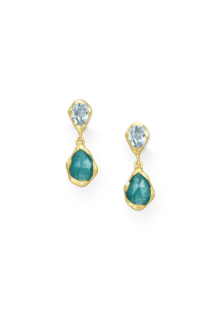 The Dolce Topaz & Green Quartz 18ct Gold Vermeil Drop Earrings - Molten Store