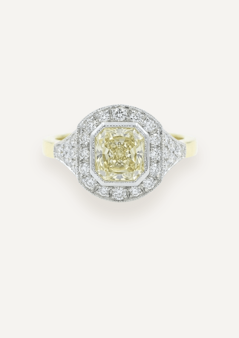 The Ebony Ring with 2.13ct Radiant Cut Yellow Diamond (2.64ct TDW)