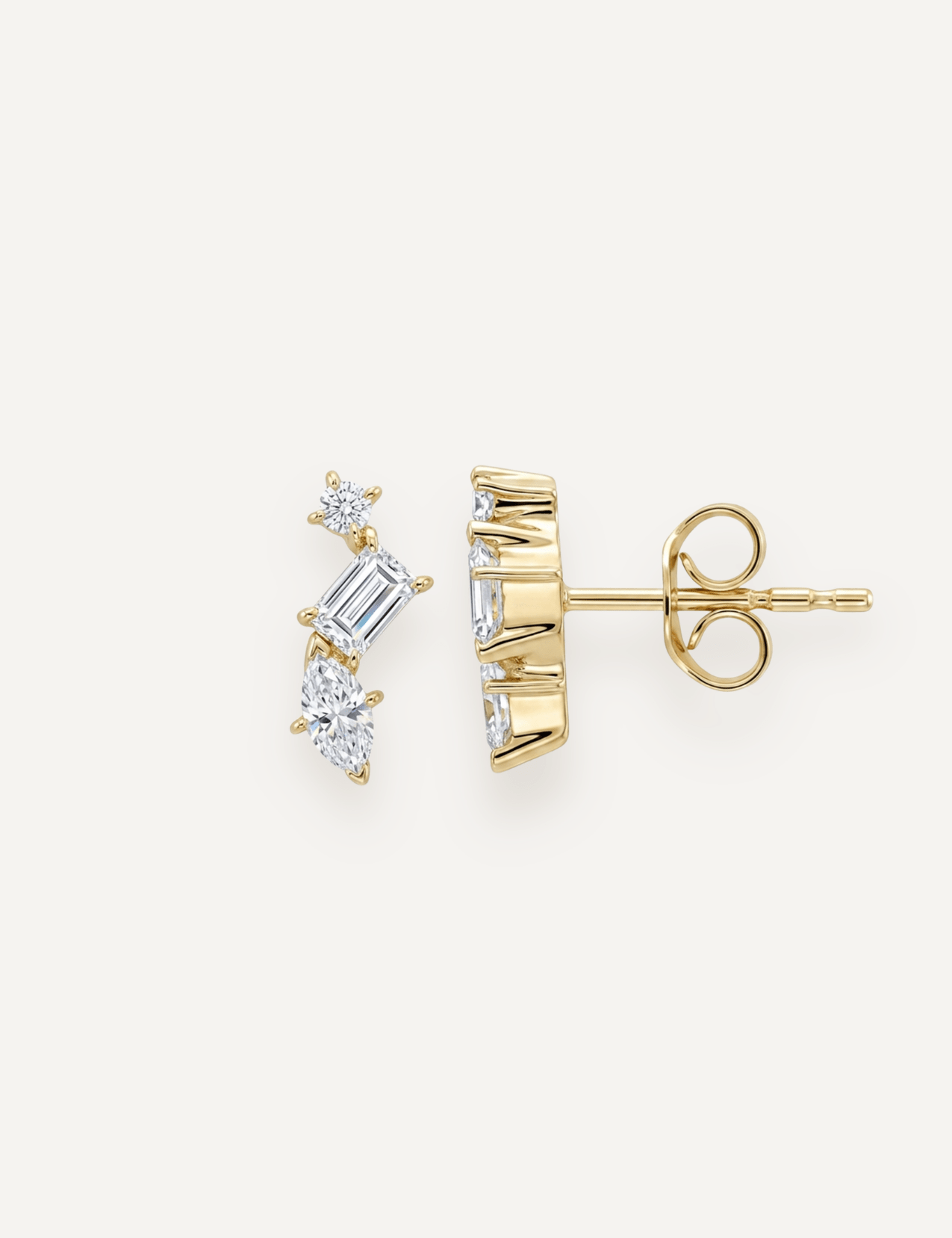 The Edie 9ct Gold Diamond Trio Stud Earrings - Molten Store