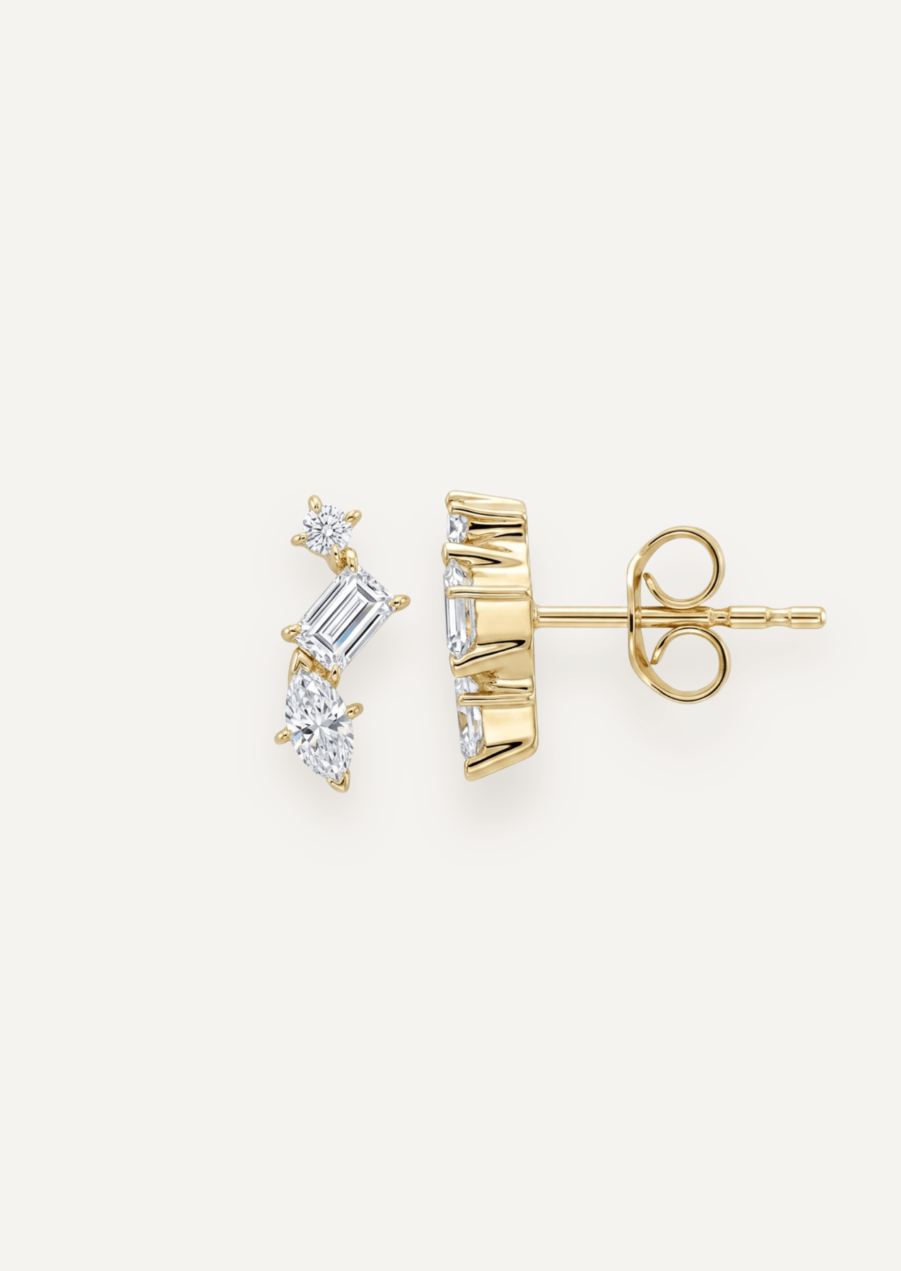 The Edie 9ct Gold Diamond Trio Stud Earrings - Molten Store