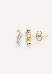 The Edie 9ct Gold Diamond Trio Stud Earrings - Molten Store